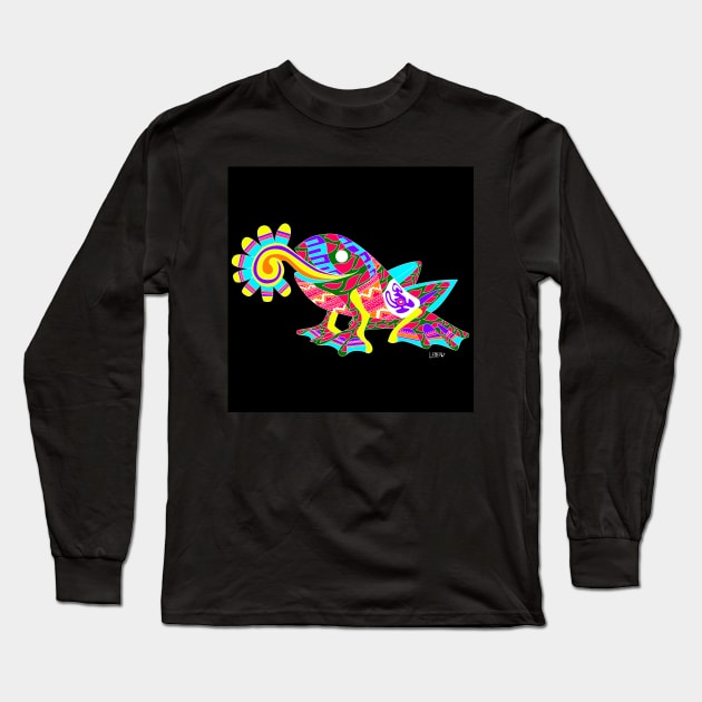 nature leap frog ecopop in anime animal totonac pattern Long Sleeve T-Shirt by jorge_lebeau